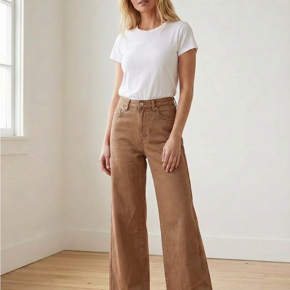 We The Free Wide Leg Jeans in Brown